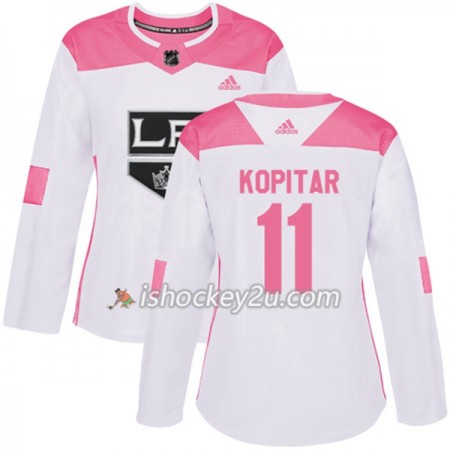 Dame NHL Los Angeles Kings Trøje Anze Kopitar 11 Adidas 2017-2018 Hvid Lyserød Fashion Authentic